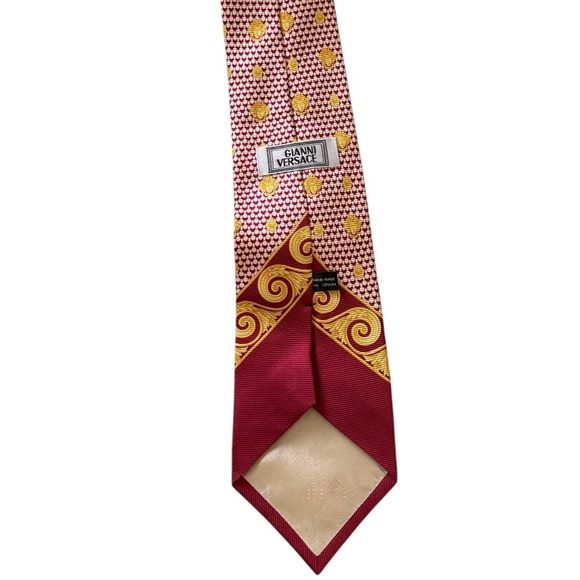 VTG Versace Red Gold Baroque Silk Tie Made in Italy Designer RARE y2K - Picture 2 of 7